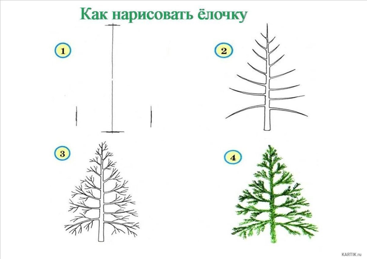 Как нарисовать дерево карандашом для детей 8 лет